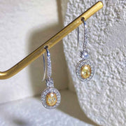 Yellow Diamond Oval Hoop Earring 18K White Gold - Jiaxyk